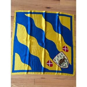 Vintage Bermuda Turtle Crest Square Scarf Blue Yellow 21x21